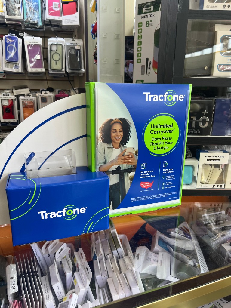 Tracfone lifestyle display on the counter